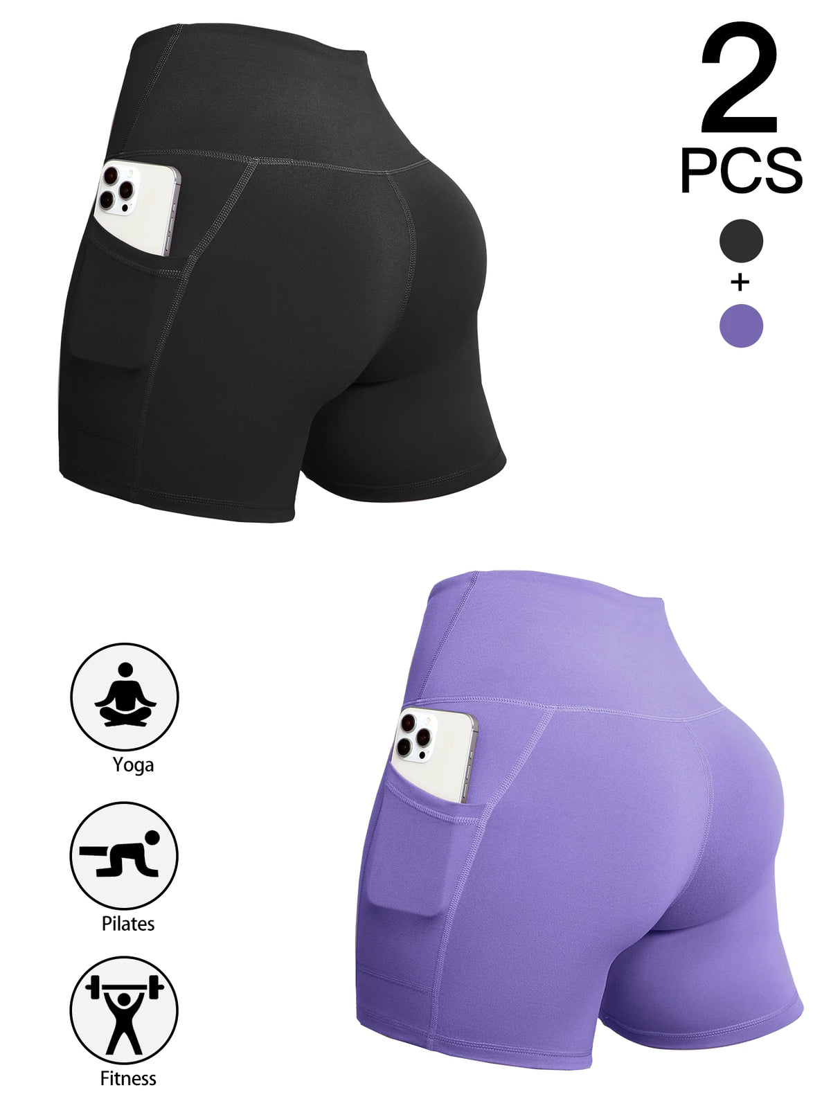 Promoção! Pague 1 Leve 2! Kit com 2 Bermudas Leggings com Bolso, Cintura Alta e Empina Bumbum!