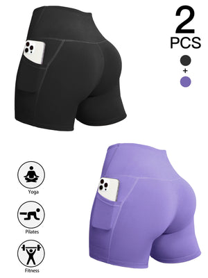 Promoção! Pague 1 Leve 2! Kit com 2 Bermudas Leggings com Bolso, Cintura Alta e Empina Bumbum!