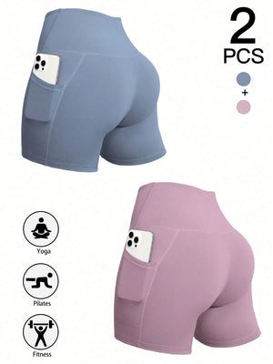 Promoção! Pague 1 Leve 2! Kit com 2 Bermudas Leggings com Bolso, Cintura Alta e Empina Bumbum!