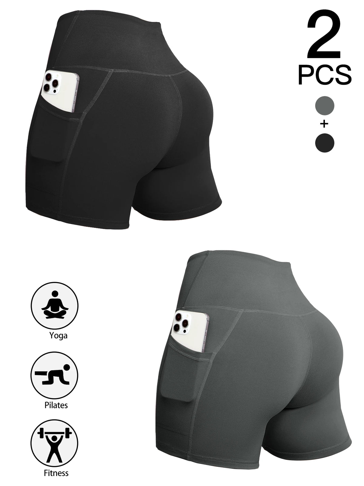 Promoção! Pague 1 Leve 2! Kit com 2 Bermudas Leggings com Bolso, Cintura Alta e Empina Bumbum!