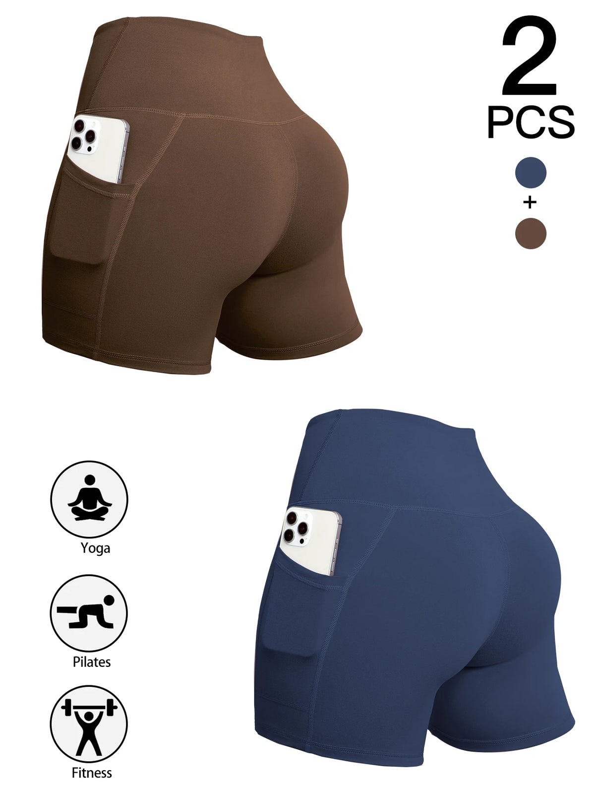 Promoção! Pague 1 Leve 2! Kit com 2 Bermudas Leggings com Bolso, Cintura Alta e Empina Bumbum!